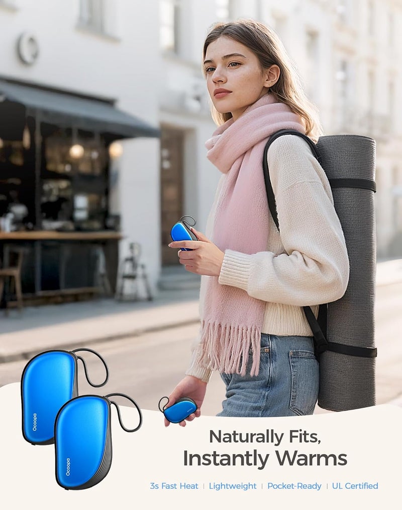 OCOOPA Hand Warmers Rechargeable 2 Pack, Ultra Slim Electric Hand Warmers, Portable Pocket Heater, Comb-Inspired, Fits in Gloves,UL Certified, Winter Essentials,UT5 Sway - Image 2